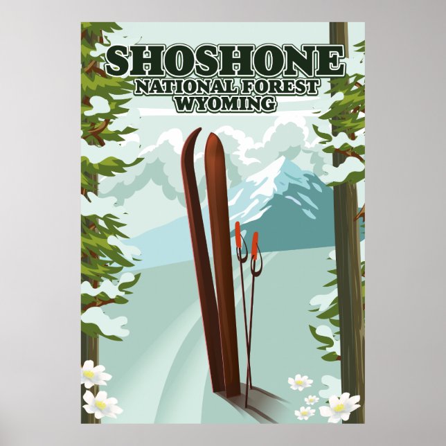 Shoshone National Forest Ski Reiseplakat Poster (Vorne)
