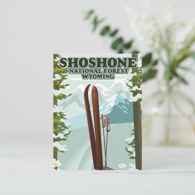 Shoshone National Forest Ski Reiseplakat Postkarte (Stehend Vorderseite)