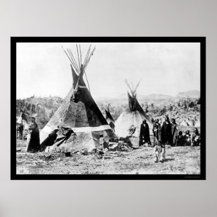 Shoshoni Indian und Skin Tipis 1884 Poster