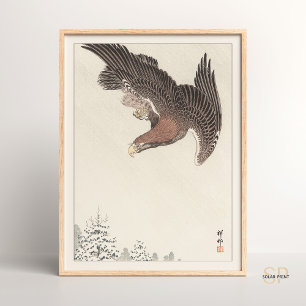 Shoson Ohara Adler im Schneesturm Japanische Vogel Poster