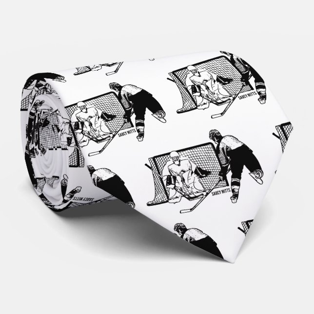 Shot auf der Net Hockey Sketch Krawatte (Gerollt)