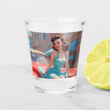 Shot Glass Brünette Button-Up Girl