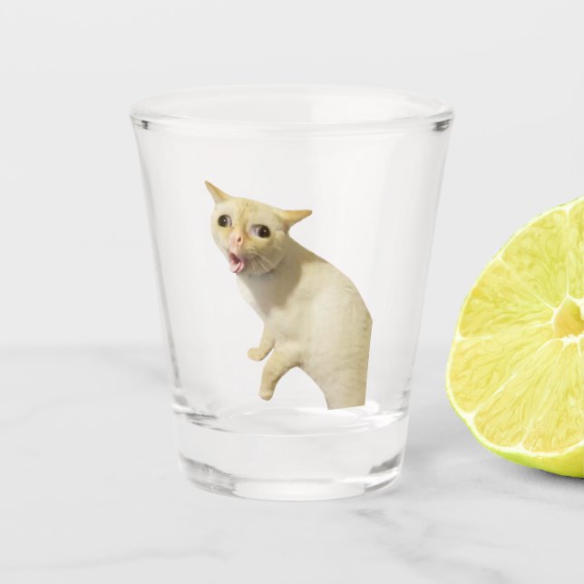Shot Glass Coughing Cat Meme Schnapsglas (Vorderseite)