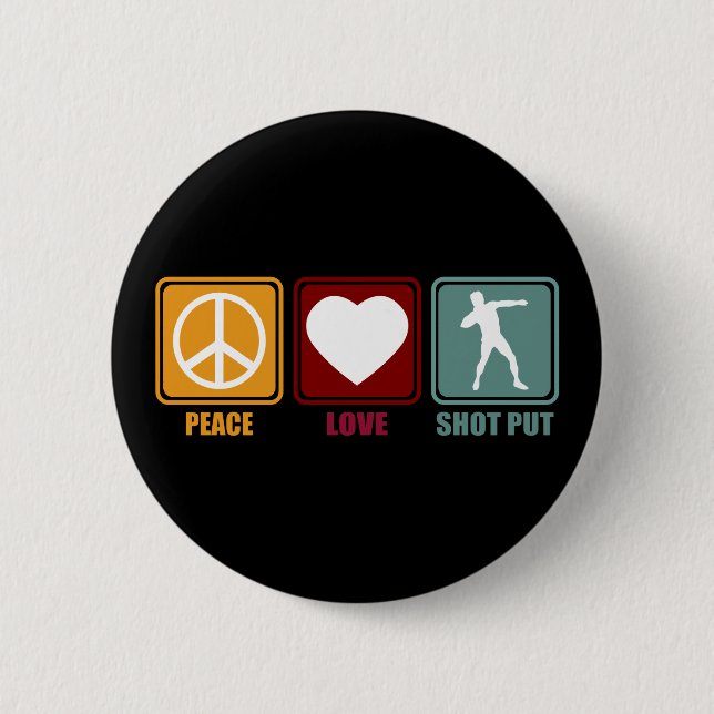 Shot Put Putter Dad Girl Peace Love Design Gift Button (Vorderseite)