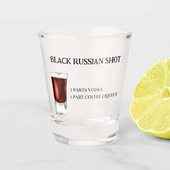 Shot Recipe Schwarzes Russisches Party Schnapsglas (Vorderseite)