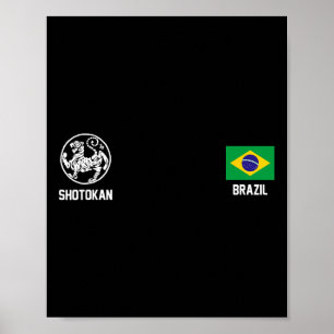 Shotokan Brazil Karate Brazilian Flag Dojo Tiger Poster