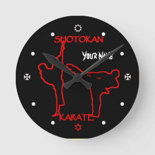 Shotokan Karate Black Belt Custom Name Watch Runde Wanduhr