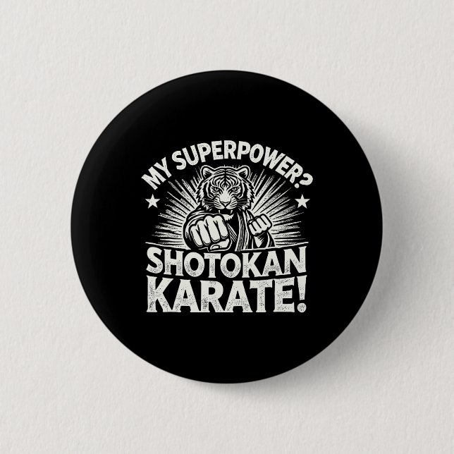 Shotokan Karate Fighter Martial Arts Tiger Funny K Button (Vorderseite)