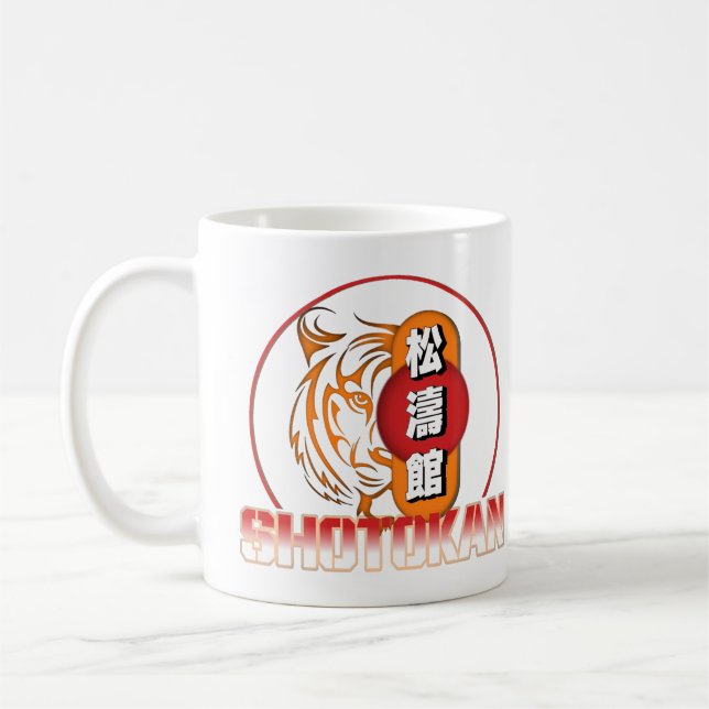 Shotokan Karate Sensei Tasse | Tiger und Kanji (Links)