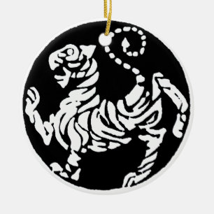 SHOTOKAN TIGER SCHWARZ UND WEISS KERAMIK ORNAMENT