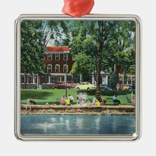 Shotwell Park-und Sherwood Gasthaus-Szene Silbernes Ornament (Vorne)