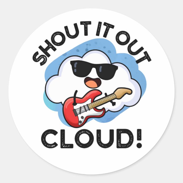 Shout Cloud Funny Music Puff Runder Aufkleber (Vorderseite)
