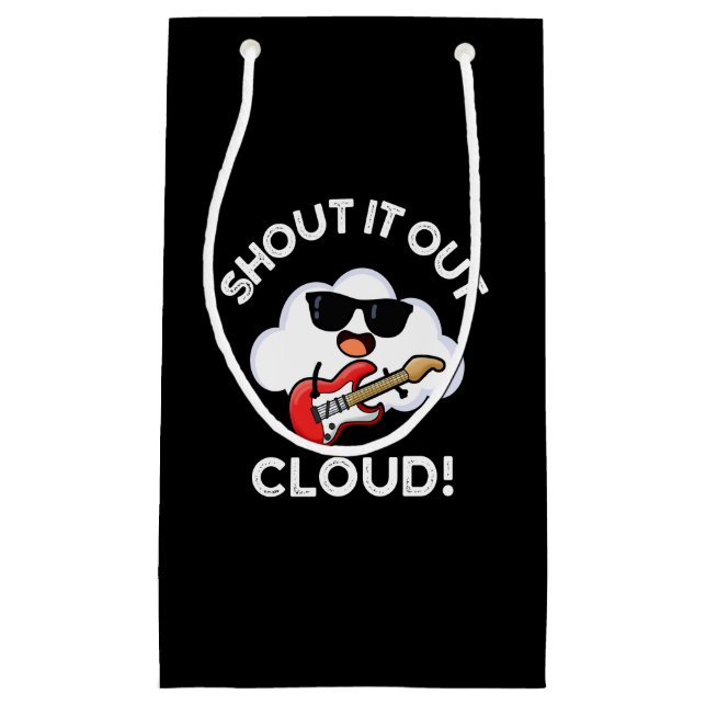 Shout Cloud Funny Music Pun Dark BG Kleine Geschenktüte (Vorderseite)