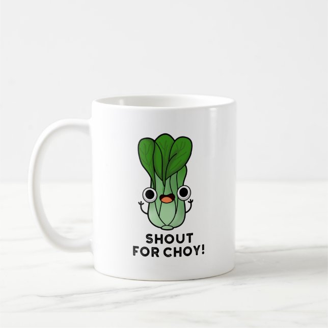 Shout for Choy Funny Veggie Bok Choy Pub Kaffeetasse (Links)
