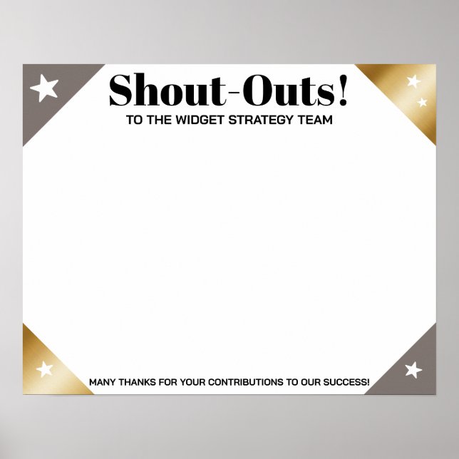 Shout out board employee daily kudos post-its poster (Vorne)