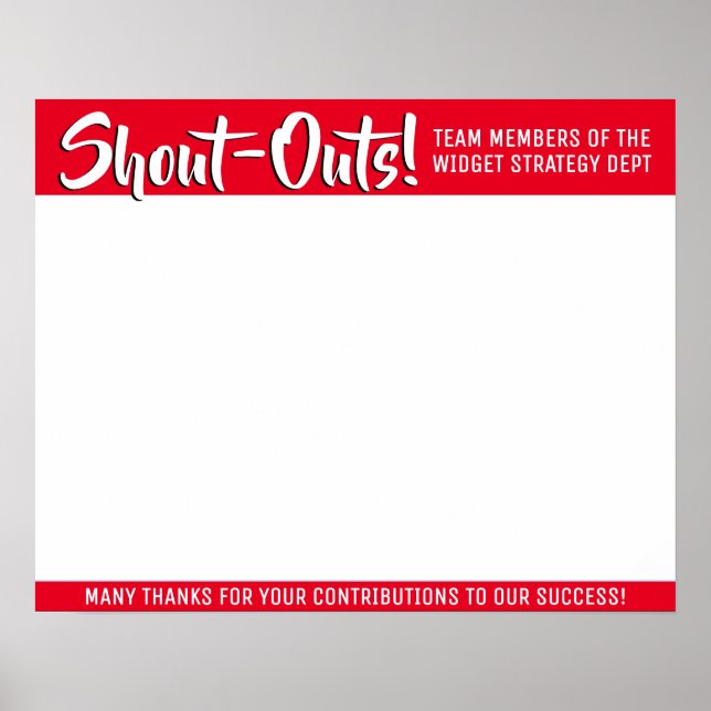 Shout out board employee daily kudos post-its poster (Vorne)