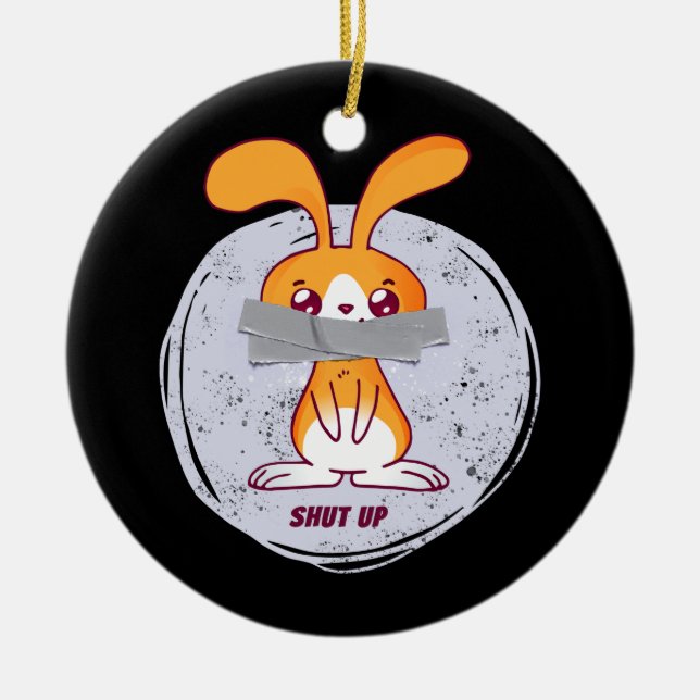 Shout Rabbit Funny Sarcastic Comic Design Keramik Ornament (Vorne)