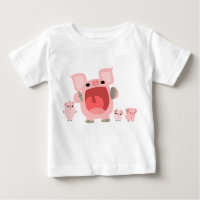 Shouting Cartoon Schweine Baby T - Shirt