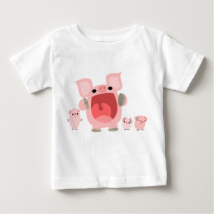 Shouting Cartoon Schweine Baby T - Shirt