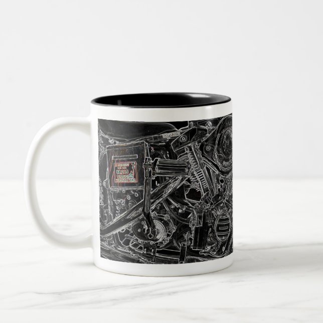 Shovelhead Motorrad-Kunst-Schale Zweifarbige Tasse (Links)