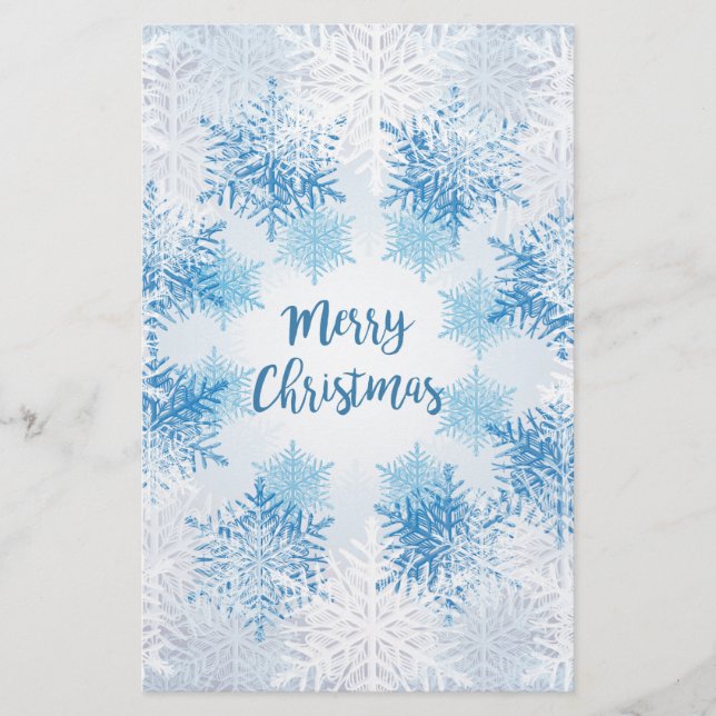 SHOW FLAKES PATTERN Frohe Weihnachten Briefpapier (Vorderseite)