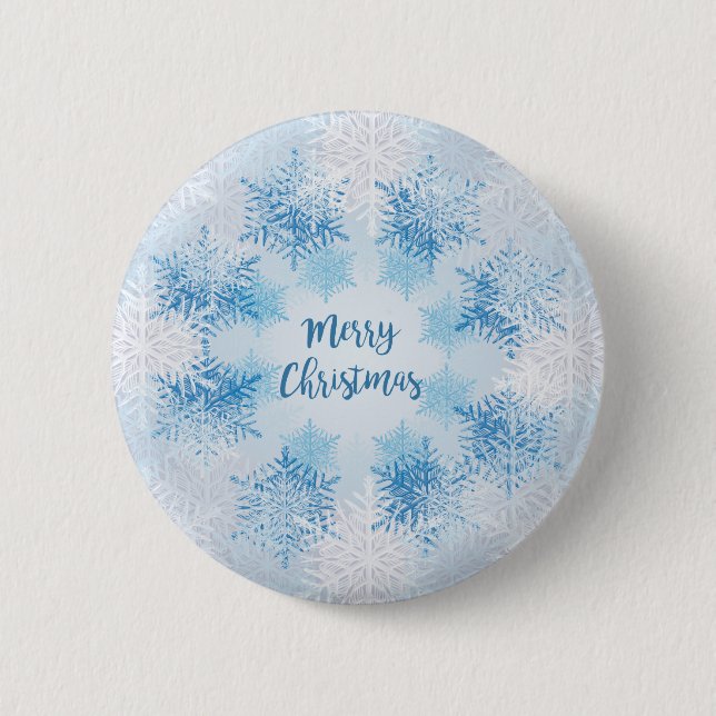 SHOW FLAKES PATTERN Frohe Weihnachten Button (Vorderseite)