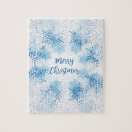 SHOW FLAKES PATTERN Frohe Weihnachten Puzzle