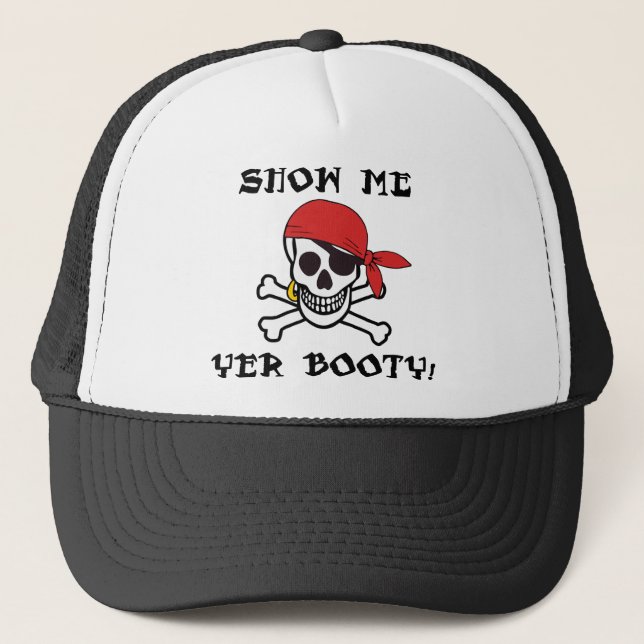 Show Me Yer Hintern - Funny Adult Piratenflagge Sp Truckerkappe (Vorderseite)