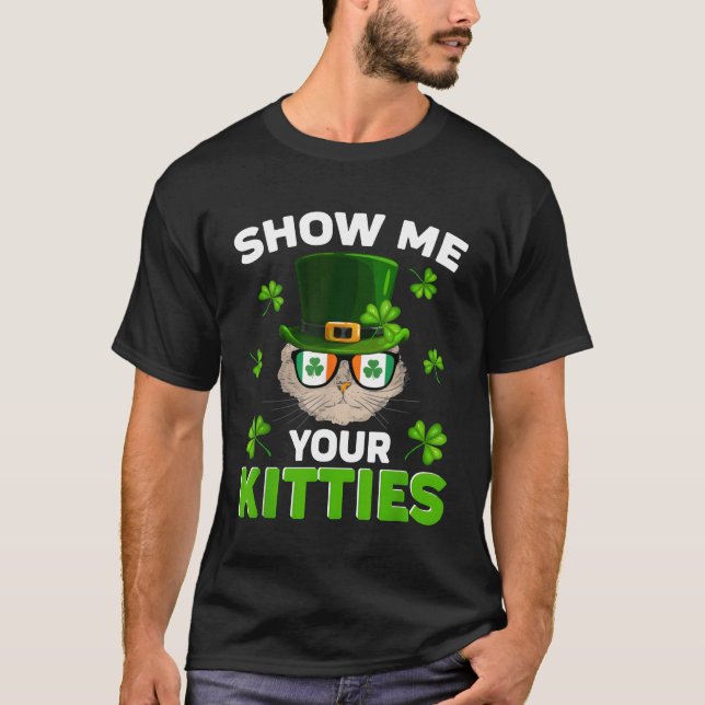 Show Me Your Kitties Naughty St Patricks Day retro T-Shirt (Vorderseite)