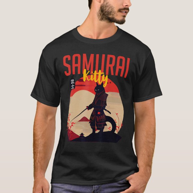 Show Your Feline Side Custom Samurai Kitty T-Shirt (Vorderseite)