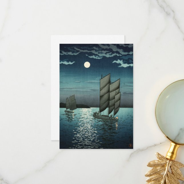 Showa Era, Boot von Tsuchiya Koitsu Dankeskarte (Vorderseite/Rückseite Beispiel)