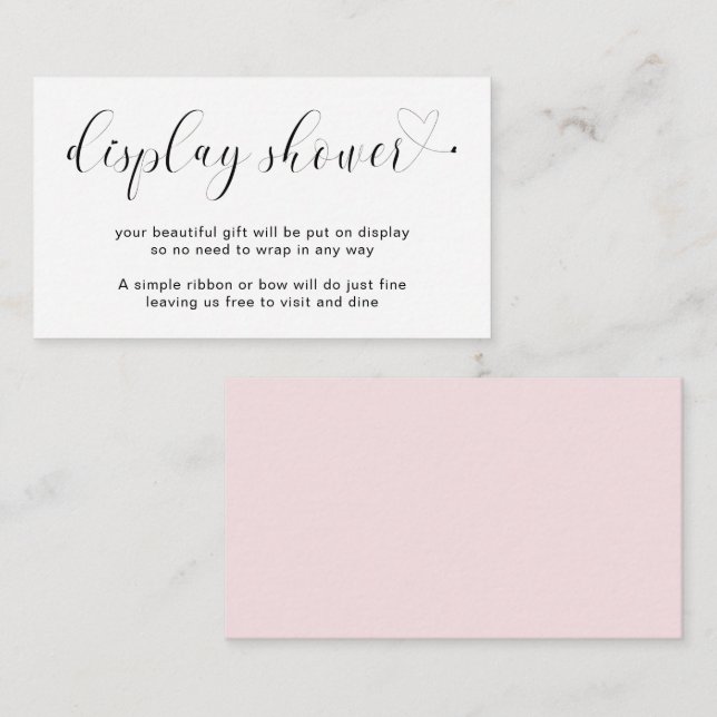 Showdusche Mädchen Herz Pink einfache Babydusche Begleitkarte (Vorne/Hinten)