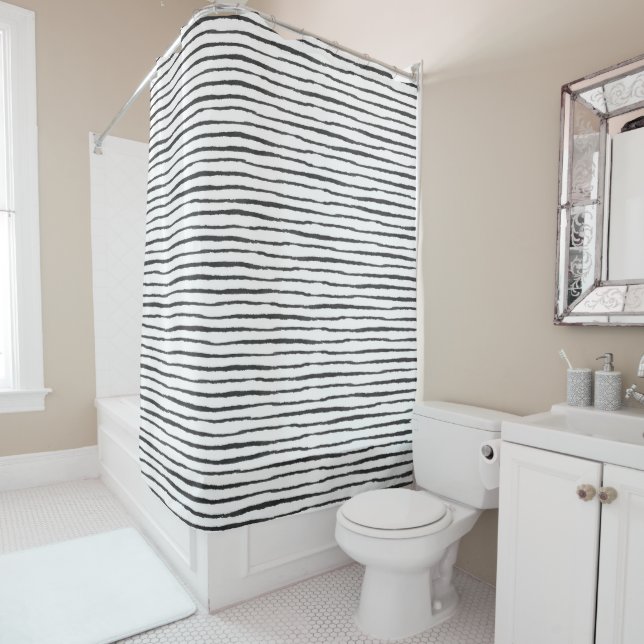 Shower Curtain - Black And White Pattern Duschvorhang (Beispiel)