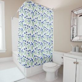 Shower Curtain - Blue Flowers Pattern Duschvorhang