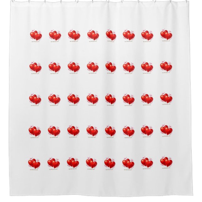 Shower Curtain with hearts. Duschvorhang (Vorderseite)