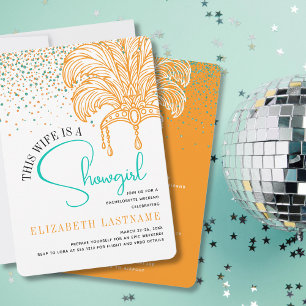 Showgirl Braut Ära Orange Teal Junggesellinnenpart Einladung