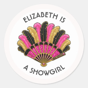 Showgirl Personalisierte Las Vegas Junggesellinnen Runder Aufkleber