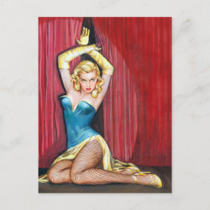 Showgirl Pinup Postkarte
