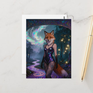 Showgirl Rotfuchs in einem Wald Postkarte