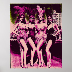 Showgirl-Schlampen Pink und Grün Risograph  Poster