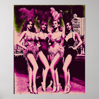 Showgirl-Schlampen Pink und Grün Risograph Poster