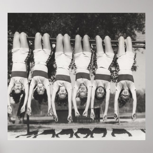 Showgirls auf Affenbars, spielerisches Design. Poster (Vorne)