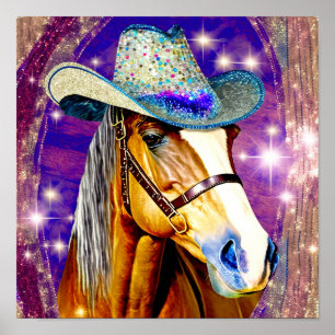 Showtime - Pferde tragen einen Cowboy Hat Art Prin Poster