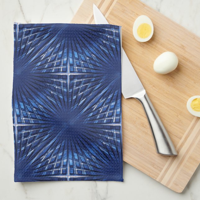 Showy blauen spitzen Grille puffert, aufgeblasen Geschirrtuch (Viertel Falte)