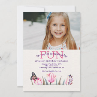 Showy Butterfly Foto Geburtstag Einladung