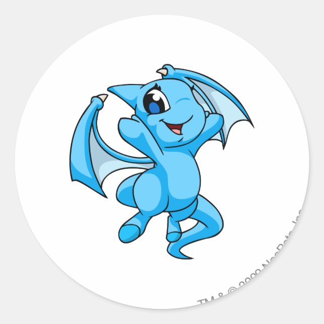 Shoyru Blue Runder Aufkleber (Vorderseite)