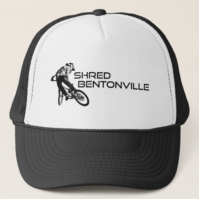 Shred Bentonville Arkansas Mountain Biking Truckerkappe (Vorderseite)