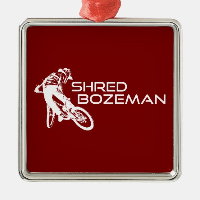 Shred Bozeman Montana Mountain Biking Ornament Aus Metall (Vorne)