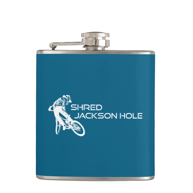 Shred Jackson Hole Wyoming Mountain Biking Flachmann (Vorderseite)