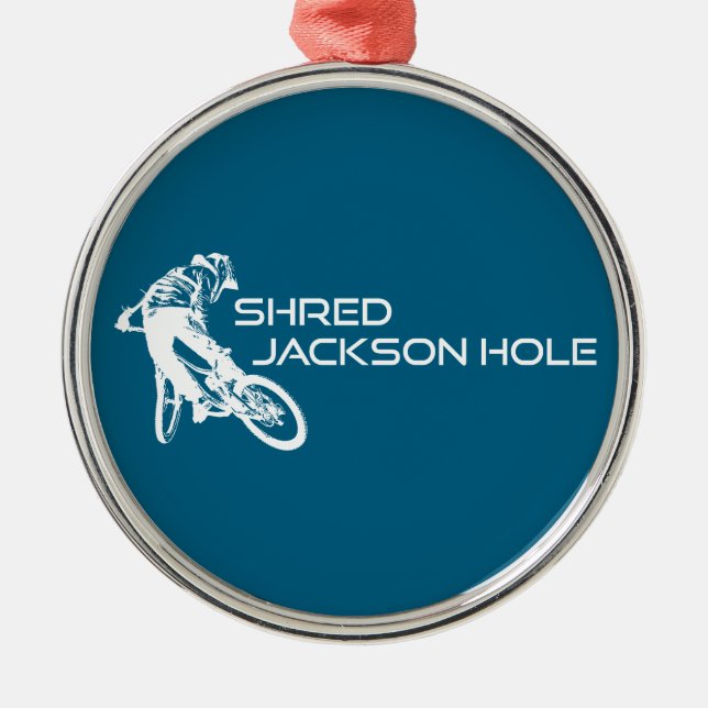 Shred Jackson Hole Wyoming Mountain Biking Ornament Aus Metall (Vorne)